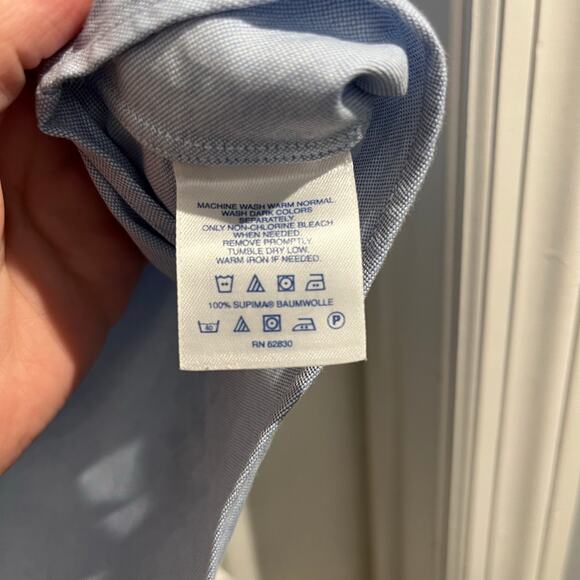 Lands End Men's Blue Supima Hyde Park Button Down Shirt - Picture 4 of 4